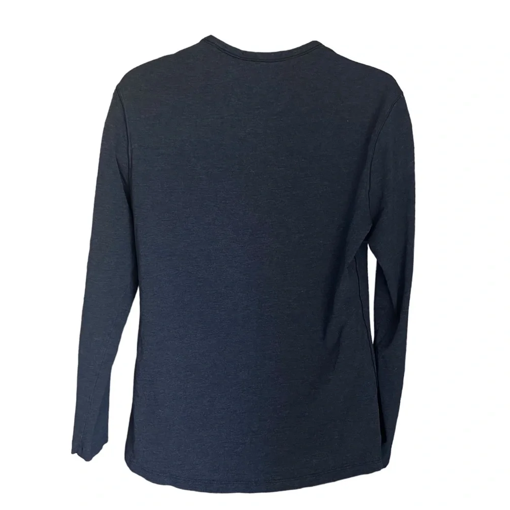 Lululemon Cotton Long Sleeve Crew Neck Shirt Tee Navy Size Medium - Picture 2 of 7